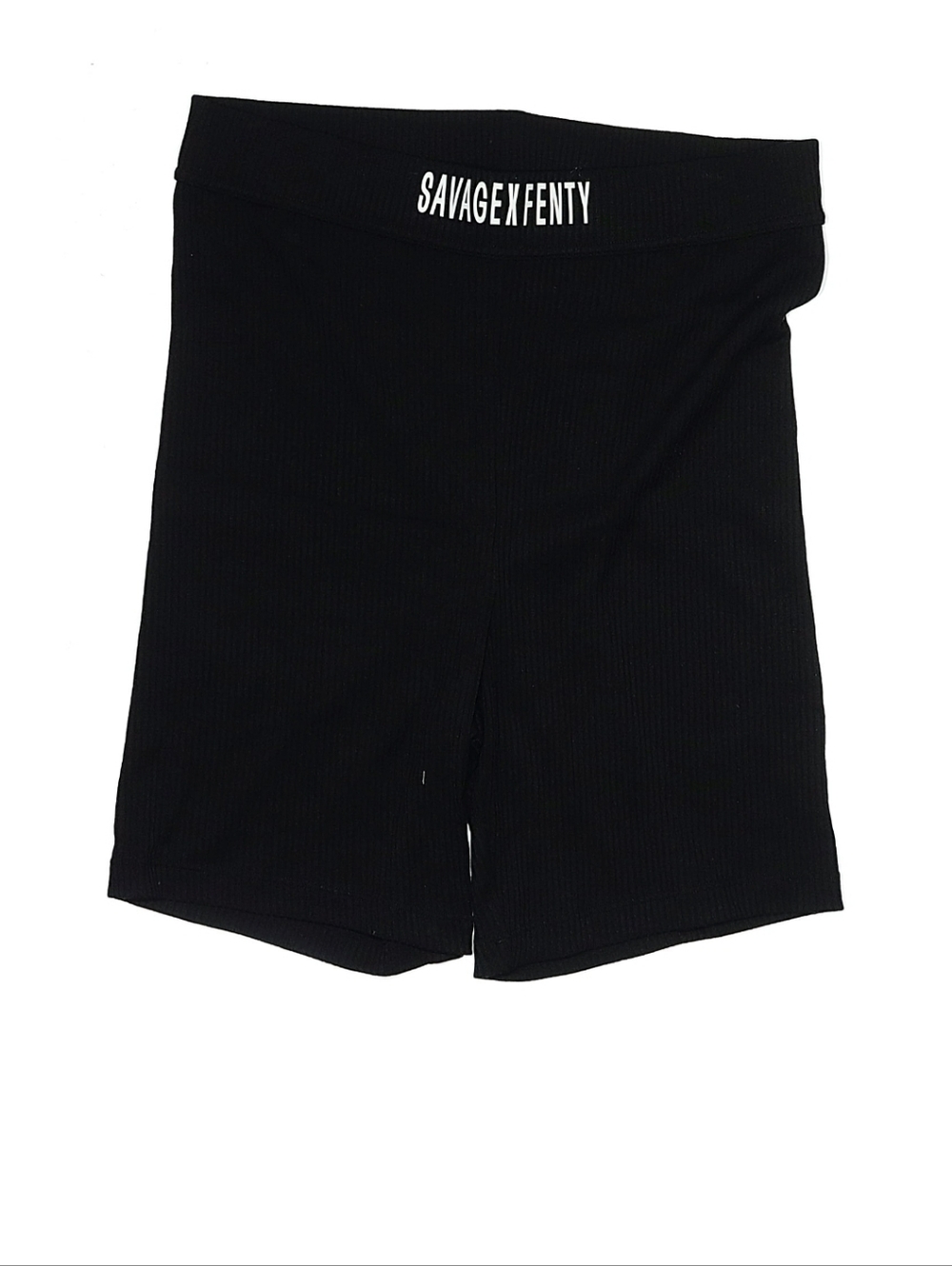 Savage X Fenty Black Ribbed High-Waist Shorts with White Tag